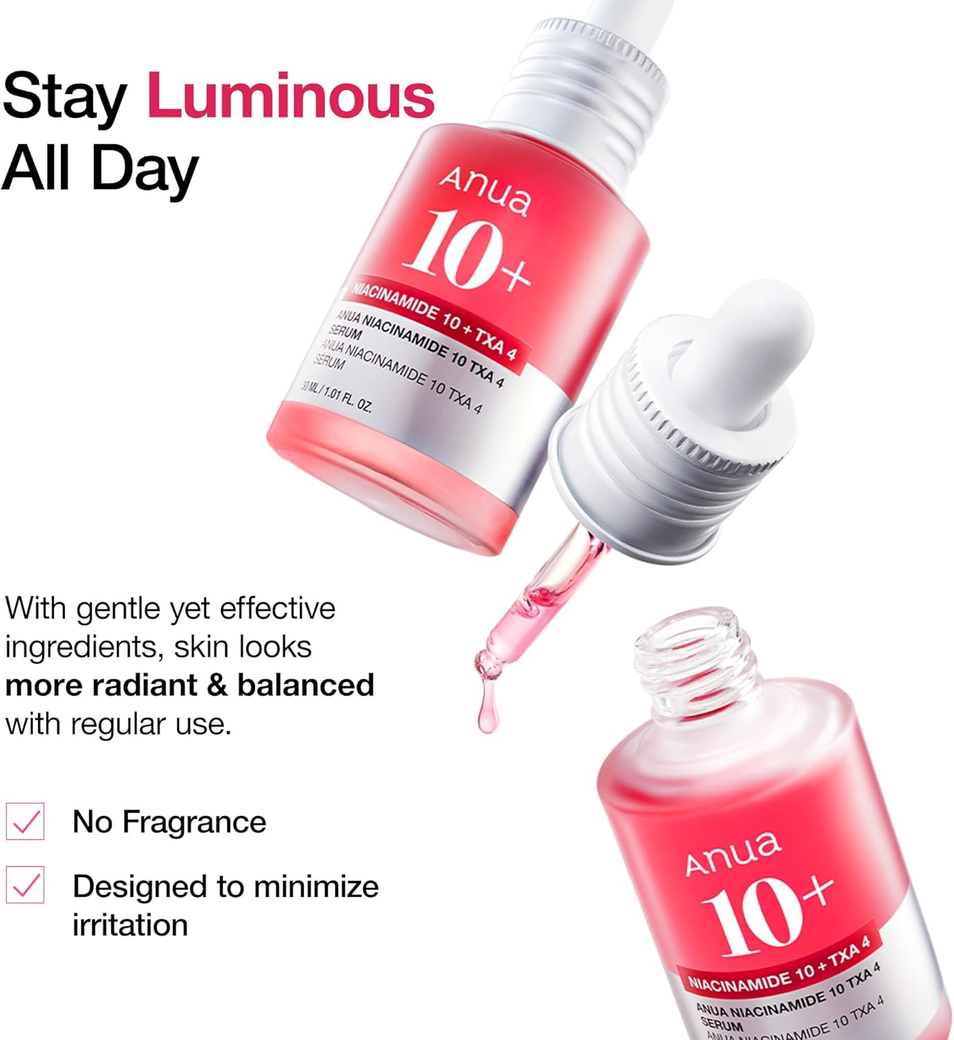 10% Niacinamide+ 4% Tranexamic Acid Serum, Ceramide, Hyaluronic Acid, Vitamin B12 Natural Color, Korean Glass Skin, Fragrance-Free, Korean Skincare, 30Ml /1.01 Fl.Oz.