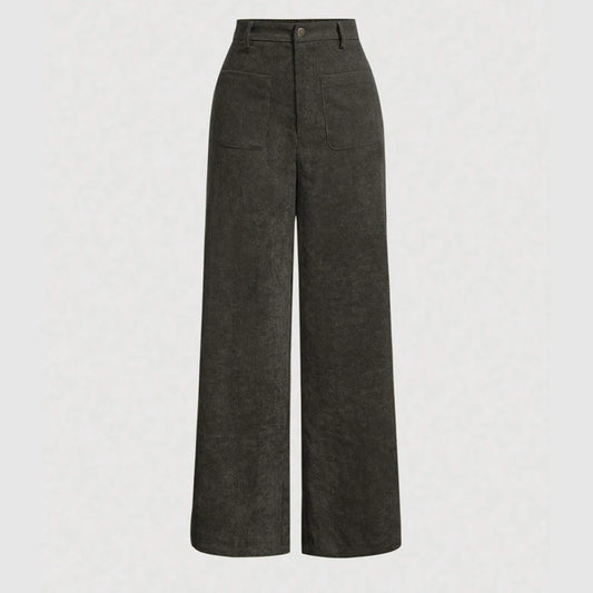 Mia Muse Women'S Pants Autumn Korean Solid Color Full Length Natural Waist Wide Leg Work Pants