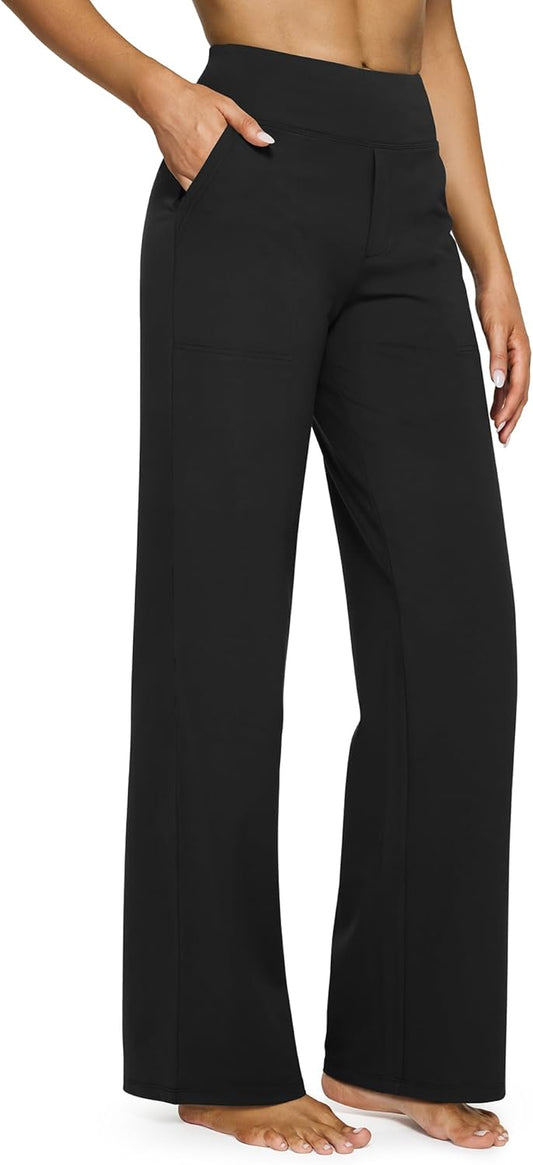 Wide Leg Pants for Women Yoga Dress Pants with Pockets High Waist Work Business Casual Sweatpants