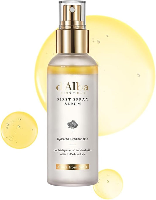 D'Alba Italian White Truffle First Spray Serum, Vegan Skin Care, Hydrating Face Moisturizer, Glow Serum for Radiant Skin, Non Comedogenic, All in One Mist, Korean Skincare (100Ml)