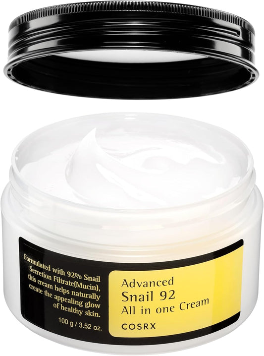 COSRX Snail Mucin 92% Repair Cream 100G, Daily Face Gel Moisturizer for Dry Skin, Acne-Prone, Sensitive Skin, t Tested on Animals,  Parabens, Korean Skincare